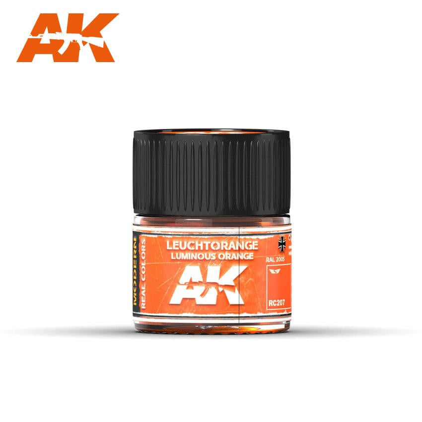AK Interactive Real Colors: Leuchtorange-Luminous Orange RAL 2005 - 10ml RC207